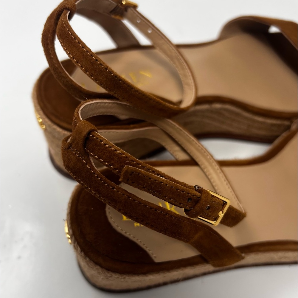 Ralph Lauren Leona Espadrille Size 10 Suede Brown Platform Wedge sandals New - Picture 6 of 12